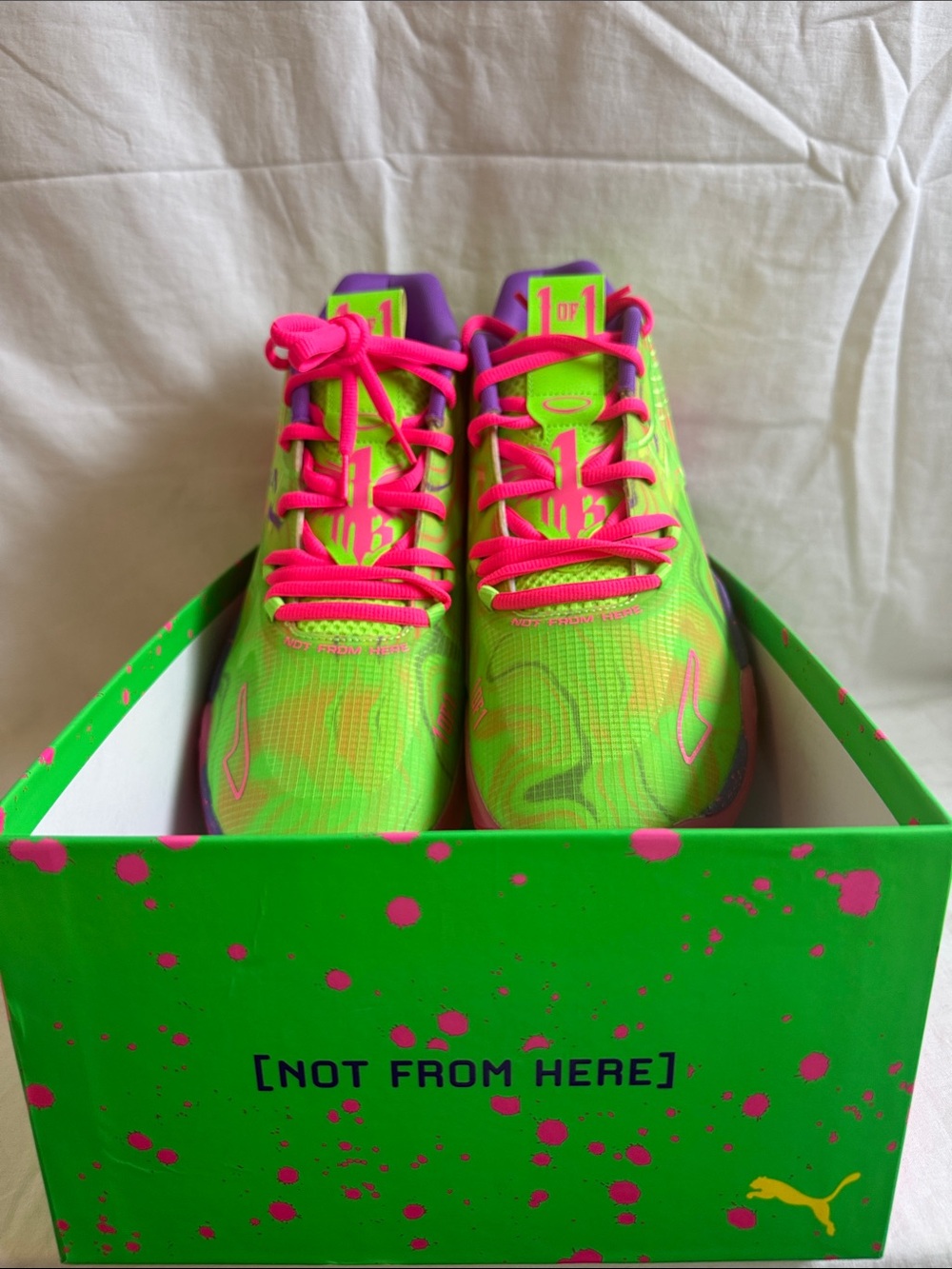 Puma Neon Green & Hot Pink Sneakers - Picture 4 of 5